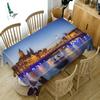 Tovaglia Harbour City Nightscape Antipolvere Ispessita Cotone Rettangolare Rotonda per Matrimonio Picnic Festa Decorazione
