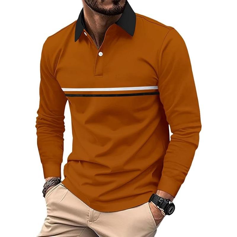 Men's Long Sleeved Polo Shirt 2025 Fashionable Casual Polo Slim Fit Shirt with Collar Office Work Golf Shirt Leisure