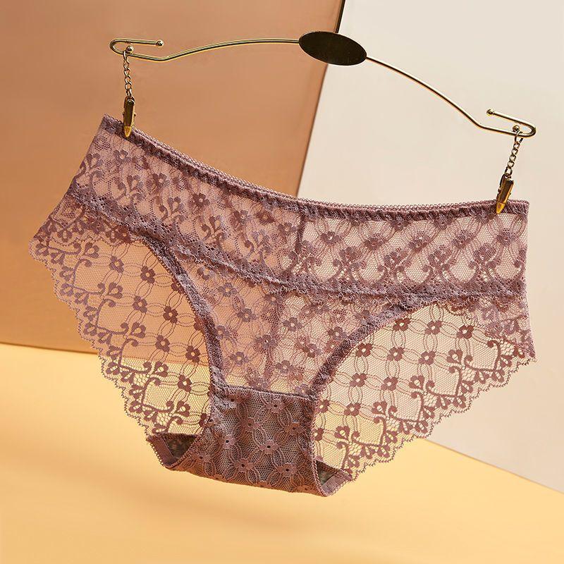 1PCS Summer Women's Underwear Female Sexy Flower Briefs Mid-Rise Seamless Underpants Pretty Lace Panties