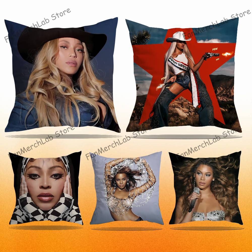 BBeyonce COWBOY CARTER Kissenbezug Plüschstoff Weicher Kissenbezug Beidseitiger Druck Sofakissenbezug Überwurf