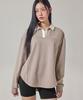 XEXYMIX Contrast Collar Piping Loose Fit Long Sleeve Xfk3Ql1102