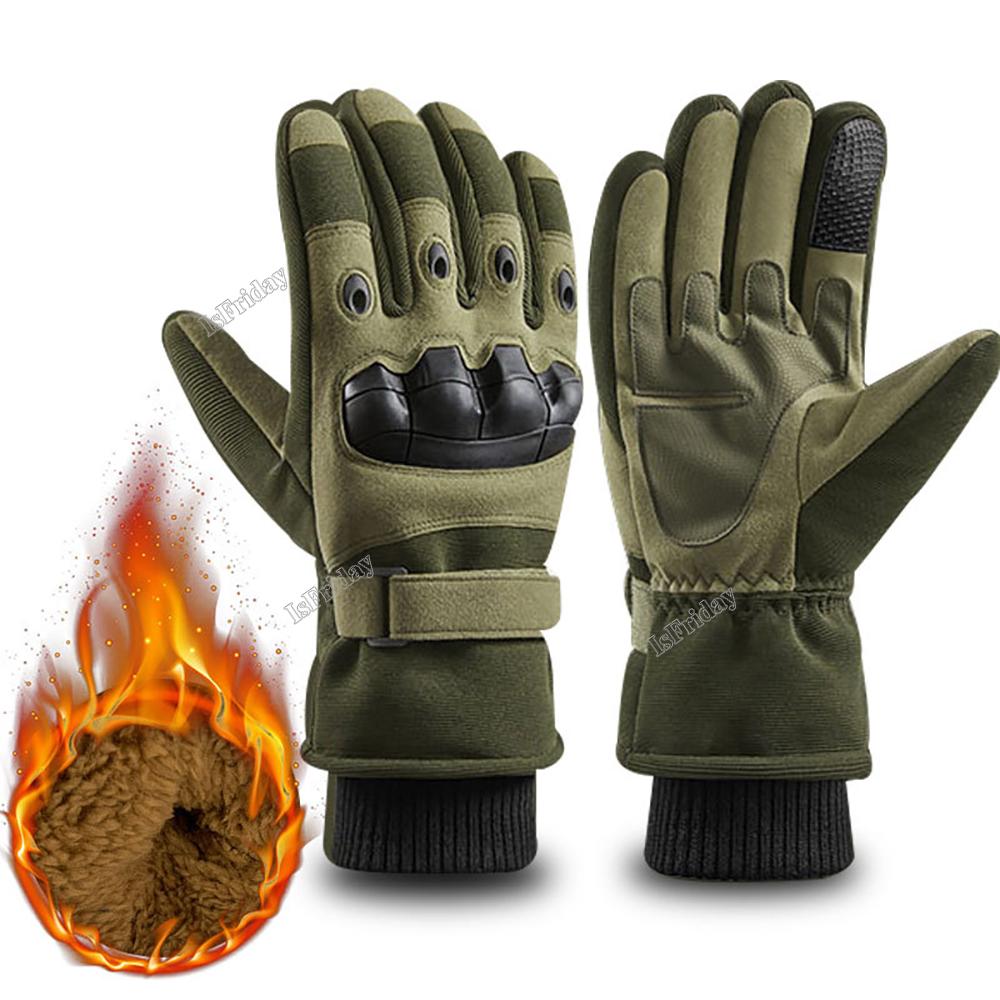 Full Finger Winter Warm Tactical Gloves Military Combat Touch Screen Thermal Gloves Outdoor Use Skiing Hunting Guard Gloves Men