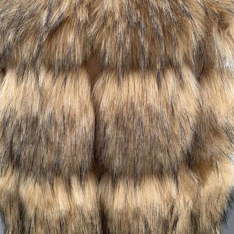 Haining Fur Winter New Fur Vest Imitation Raccoon Hair Long Slim-fitting Splicing Jacket