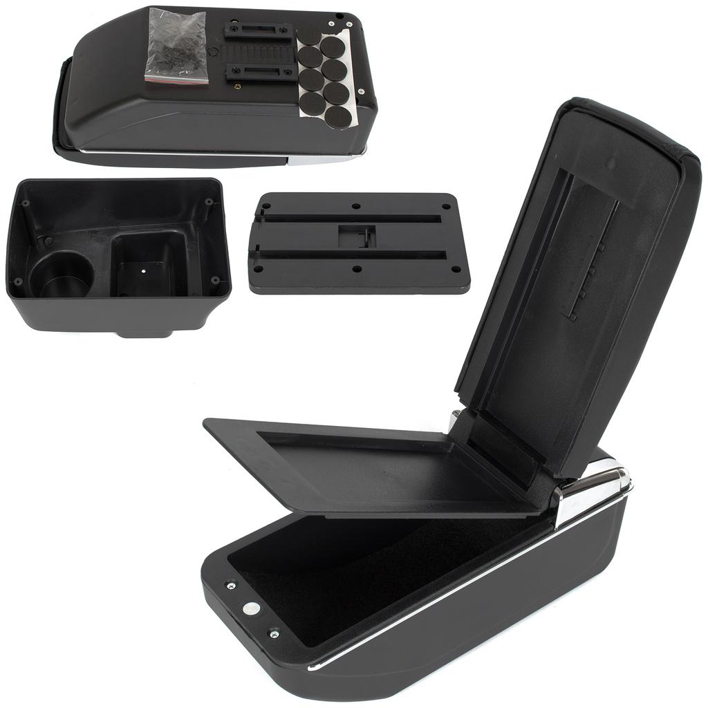 Skoda Roomster 05-15 Armrest with Storage Compartment BLACK ECO LEATHER + Installation Kit