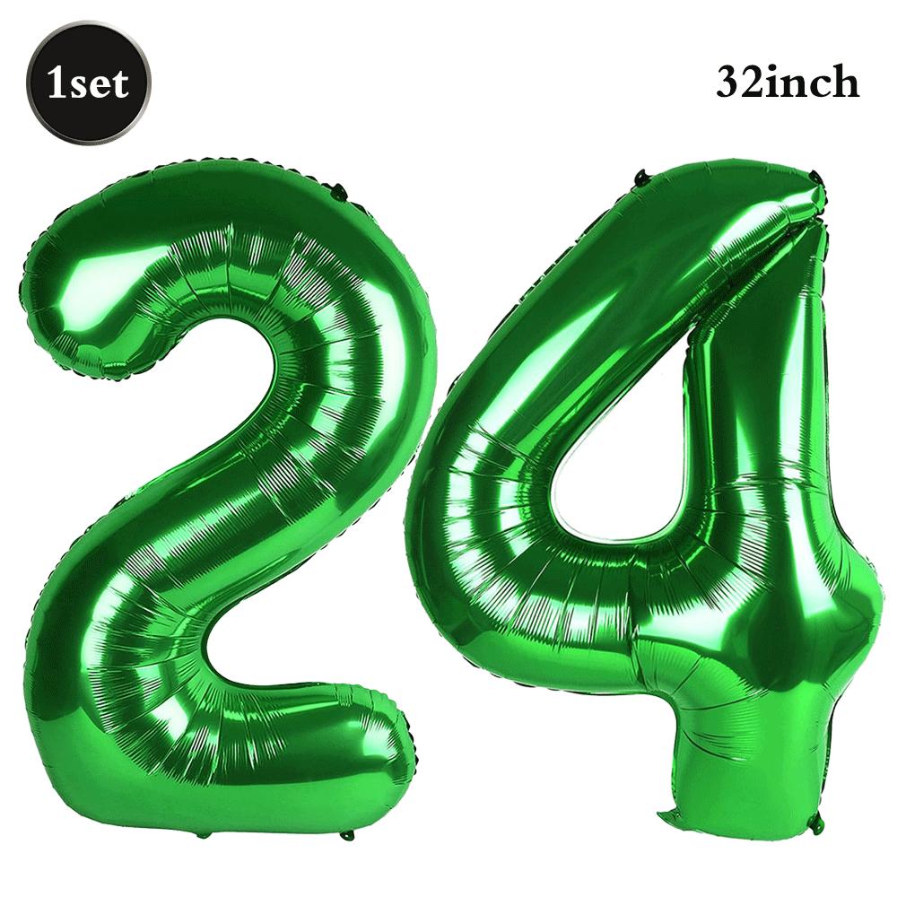 32 Inch Green Number Foil Balloons 0-9 Jungle Safari Theme Soccer Party Decor Kid Boy 1st Birthday Dinosaur Baby Shower Supplies