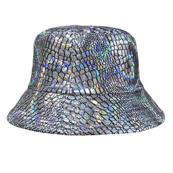 Shiny Fabric Bucket Hat, Rainproof Reflective Party Hat, Colorful Fish Scale Pattern Hat, Sun Protection Fisherman Hat for Festivals And Travel