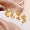 Stylish cute exquisite wind irregular shape stud earrings stainless steel gold plated variety earrings women