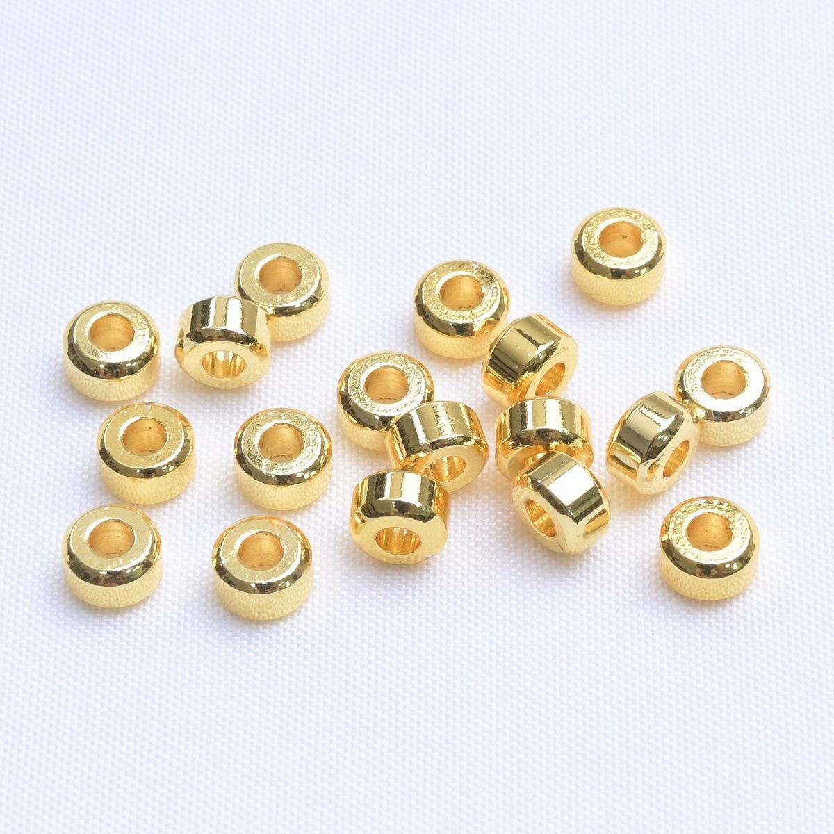 18k Gold-Filled Large-Hole Barrel Spacer Beads 4mm/5mm - Color-Preserving DIY Bracelet Accessories