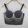 Beaded Diamond-embellished Mesh Fringe Mini Tank Top Cute and Sexy Slim-fitting Outerwear Strapless Top for Women Camis & Tank Tops