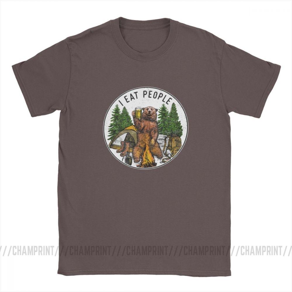 Men T Shirt I Eat People I Hate People Bear Vintage Short Sleeve Camping Tees O