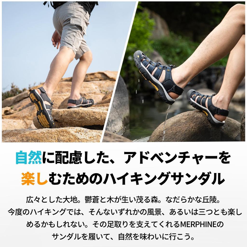 MERPHINE Summer Sports Sneaker Sandals with Toe Protection for and Outdoor Size Men's Sandals, Sandals, Walking, Fishing, Activities, Trekking, Gray,