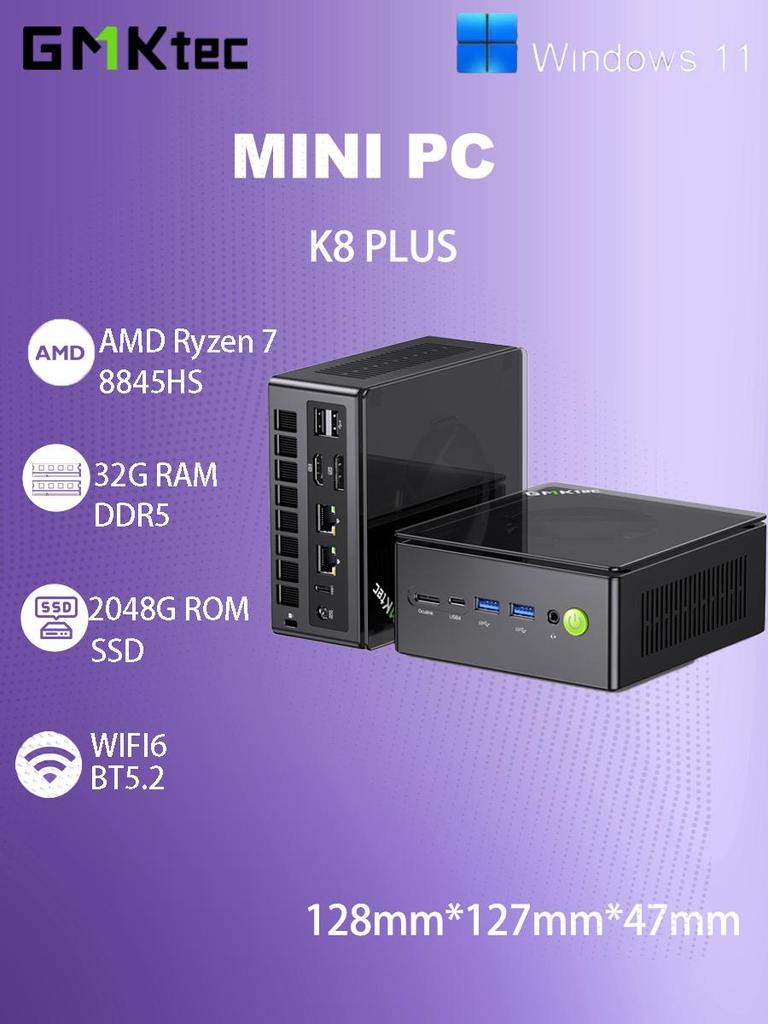 MINIPC GMK K8 PLUS 32G+2T SSD AMD Ryzen 7 8845HS AMD Radeon 780M WINDOWS 11