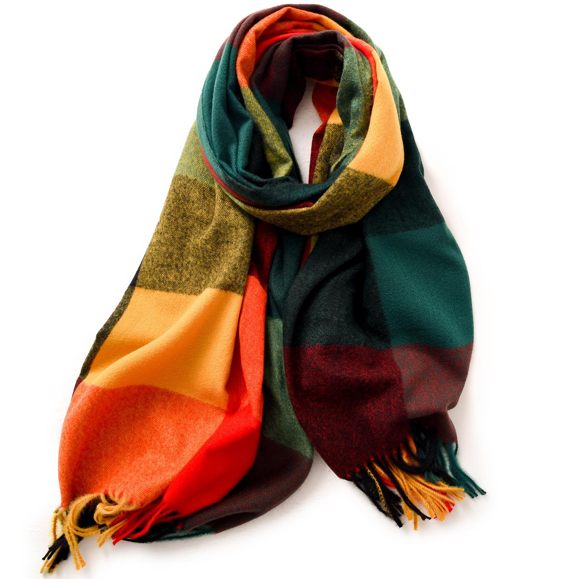 

Осенне-зимний шарф, новый женский шарф из искусственного кашемира, теплая полосатая клетчатая шаль