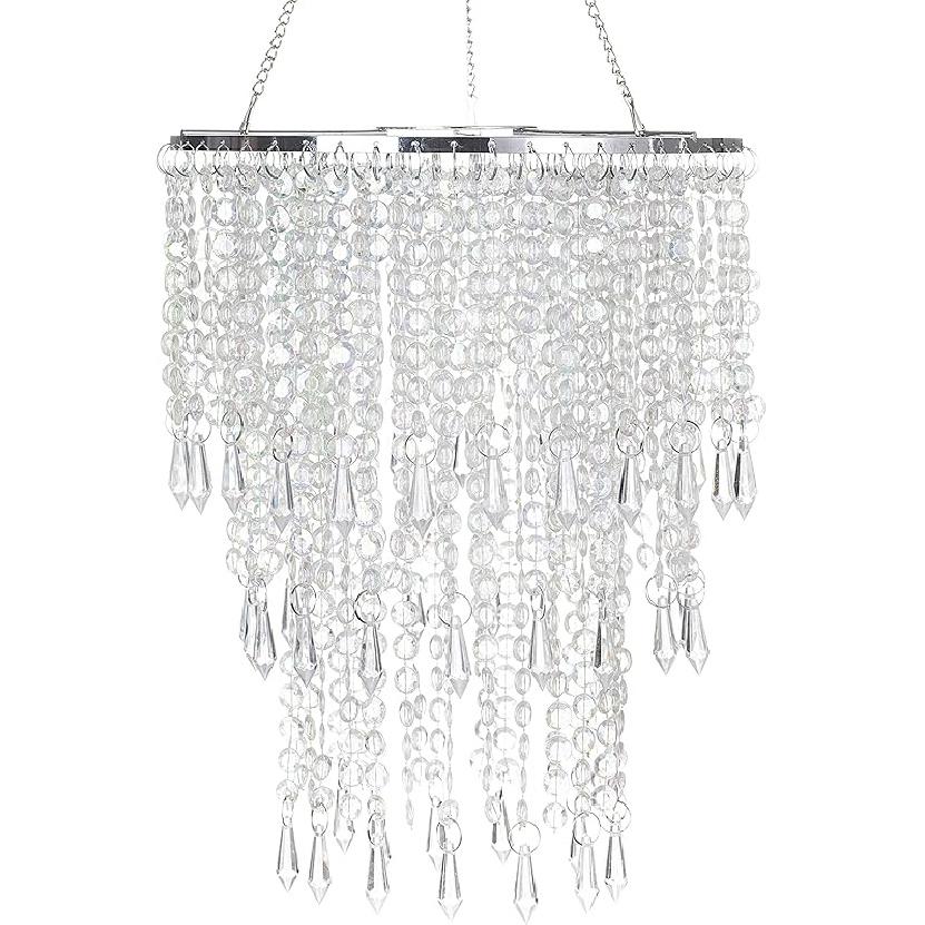 Sparkling Iridescent Beaded Chandeliers 8.6 inches Diameter for Wedding Centerpiece Living Room Bedroom Event Party