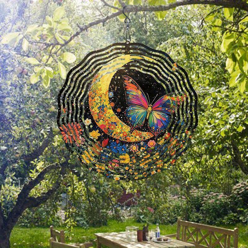 10 Zoll Hängender Windspinner mit 360-Grad-Haken für Balkon-Gartendekor Frühling Sommer Außendekoration