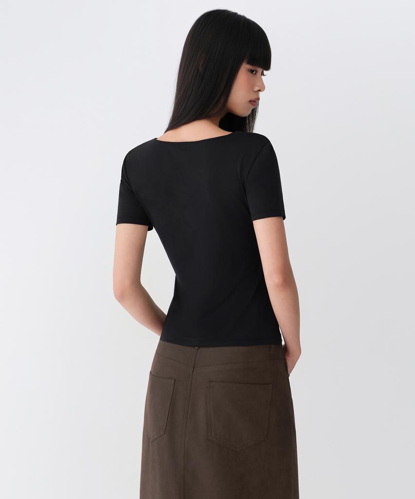 MUSINSA STANDARD WOMAN [Heat Standard] Women'S Crew Neck Short Sleeve Undershirt [Black]