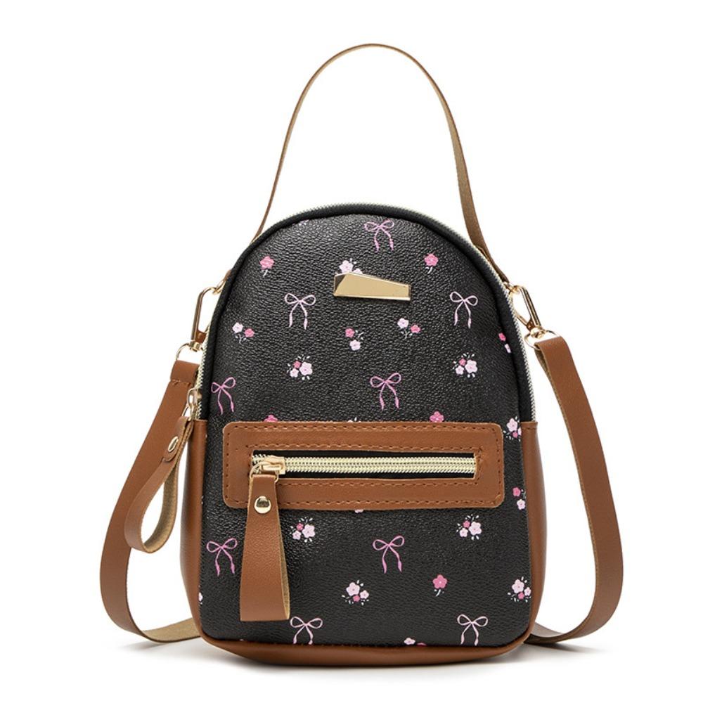 Zaino da Donna alla Moda Stampato per il Tempo Libero Borsa a Spalla Versatile a Doppio Strato Borsa a Tracolla in PU da Viaggio