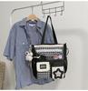 Schoolbag New High-value Japanese Ins Fresh and Sweet Plaid Girl Make-up Bag Light Shopping Large-capacity Messenger Bag