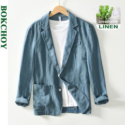 Spring Casual Linen and Cotton Safari Suits for Men Clothing Solid Color Blazers Men Jackets Oversize