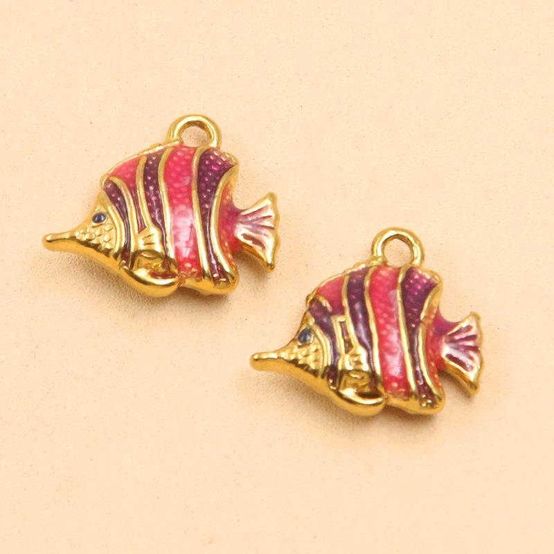 9 Styles Stainless Steel 18K Gold Colorful Enamel Ocean Series Fish Pendant DIY Necklace Bracelet Charms