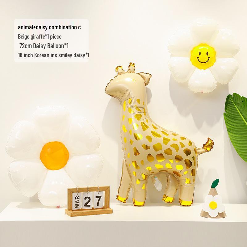 Baby Birthday & Back-to-School Cartoon Animal Balloons for Kids' Party - Giraffe & Elephant Theme