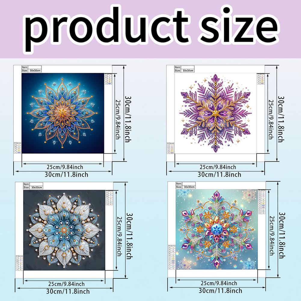 4pcs 5D DIY Partial Special Shaped Drill Diamond Painting Flower Decor 30x30cm