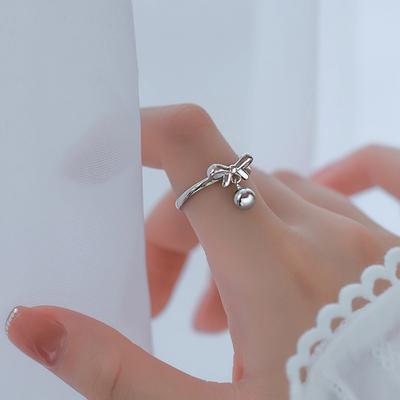 Mašlička, Zvoněk, Prsten, Jednoduchý niche designový smysl pro ženy, Krok za krokem, Otevírací prsten na prst, Prsten na ukazováček nastavitelný