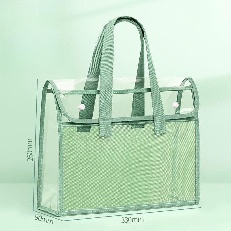 Thickened Tote Bag Document Bag A4 Transparent Waterproof and Durable Student Exam Tutoring Test Paper Homework Book Storage Bag