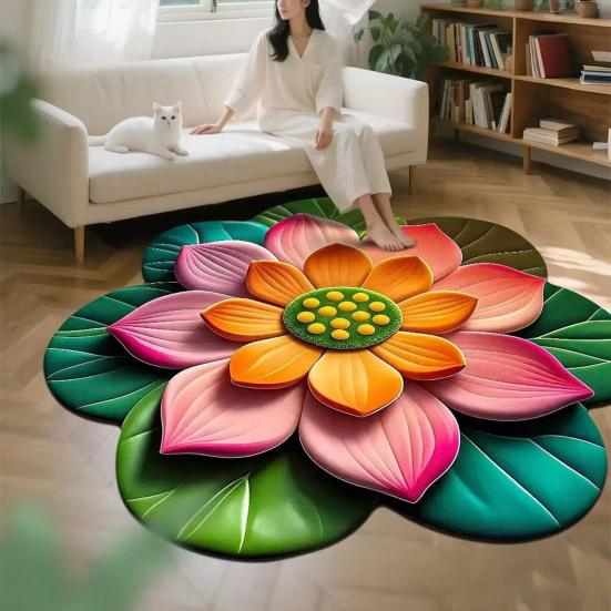 Yousheng 3D Sunflower Floral Plush Rug Non-Slip Backing Easy To Clean Various Sizes Living Room Rug Home Decor