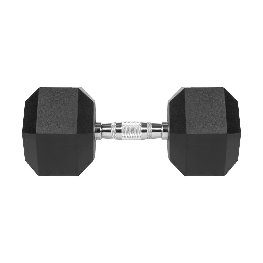 Cast Iron Rubber-Coated Dumbbell Hex 22.5Kg Rebel Hexagonal