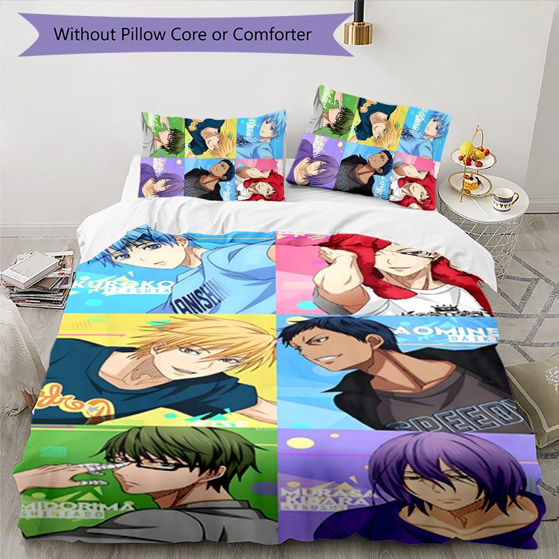3pcs Kuroko's Basketball Design Cover Set - HD Printed Bedding with 1 Cover and 2 Pillowcases - Perfect for Home and Dorm Decor