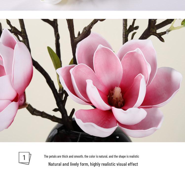 Large Magnolia Artificial Flower Bouquet for Living Room - High-End Floor Stand Floral Decoration
