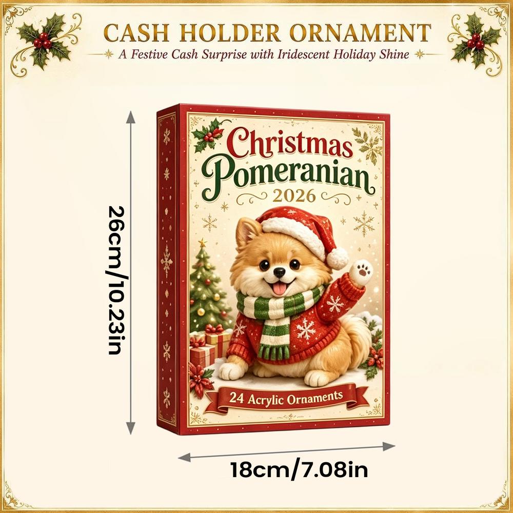 Christmas Countdown Calendar 2D Cute Acrylic Dog Ornaments 24 Days Countdown to Christmas Calendar for Door Window Tree Wall