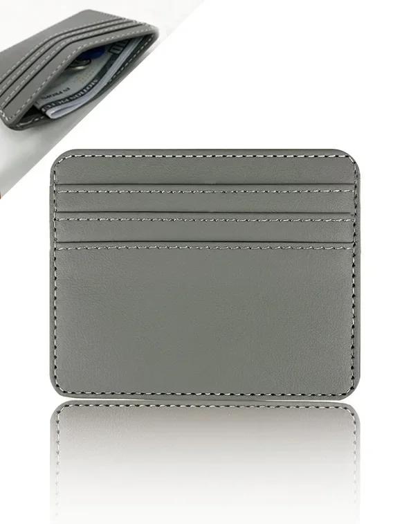 Solid Color Slim Id Bank Card Holder Wallet For Men Women Business Pu Leather Card Protector Case Coin Cards Cover Pouch Bag