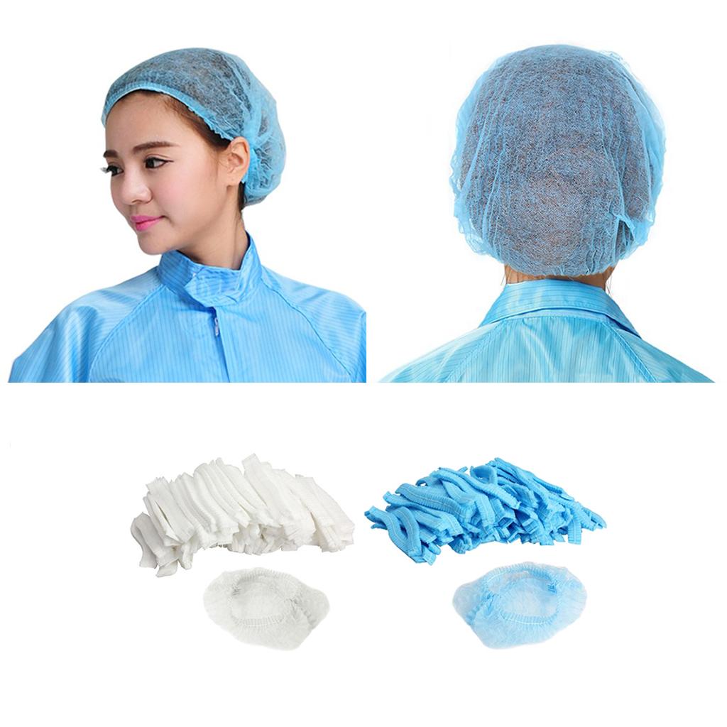 50pcs/pack Disposable Hair Caps Nets Shower Covers Tanning Catering Cap White