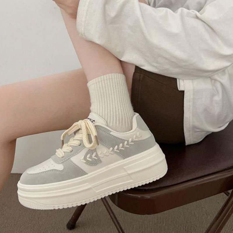 Thick Soled Casual Sports Shoes 2024 Autumn New Breathable Board Shoes Flat Bottomed Versatile Vulcanized Shoes Plataforma Mujer