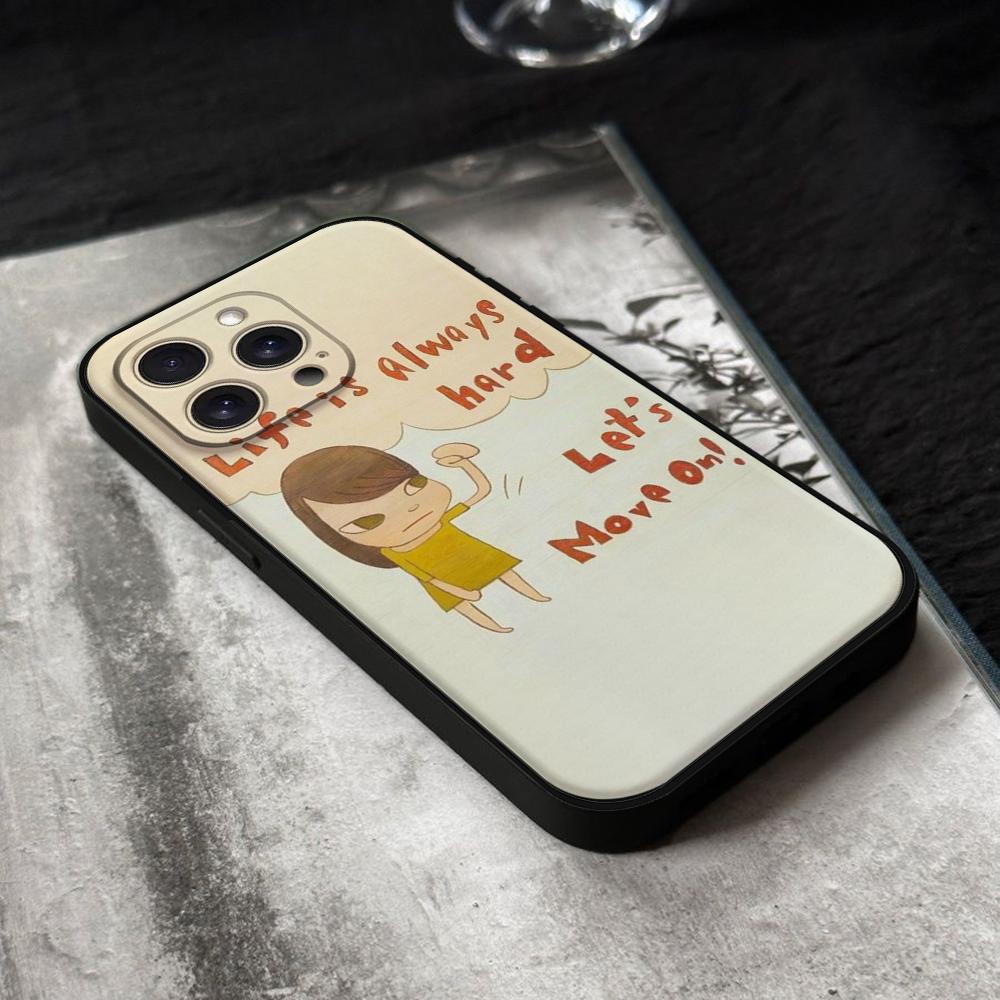 Yoshitomo-Nara Phone Case For IPhone 16,15,14,13,12,11,XS,XR,X,8,7,Pro,Max,Plus,mini Silicone Black Cover