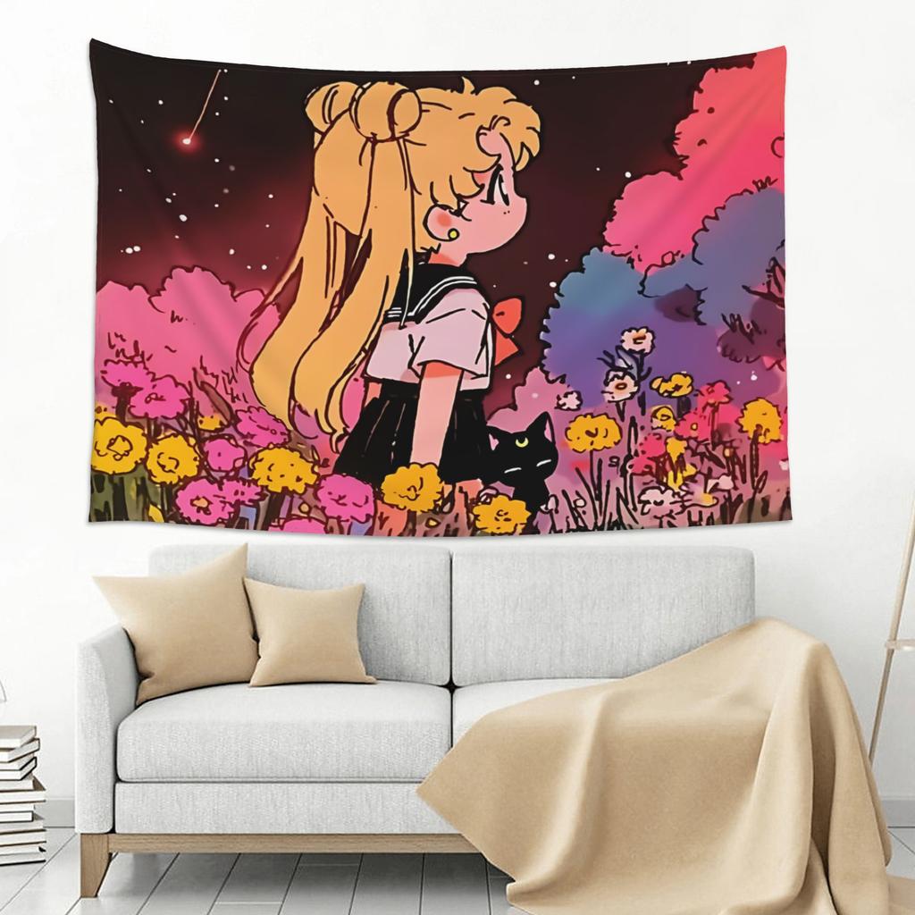 Sailor Moons Cutecore Tapestry Wall Hanging Blanket Tapestry Home Decor Items Wall Decorations