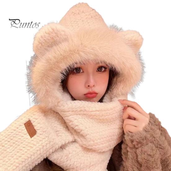 Dámská zimní čepice s integrovaným šátkem a rukavicemi Silná hřejivá umělá kožešina větruodolná Medvěd uši Dekor Plná ochrana Venkovní Cyklistika Turistika Cestování Studená