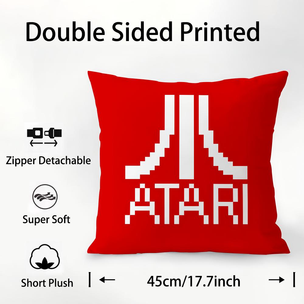 A-AtariS Game Logo Pillow Case Plush Fabric Soft Double Sided Print Sofa Cushion Cover Throw Pillow Covers