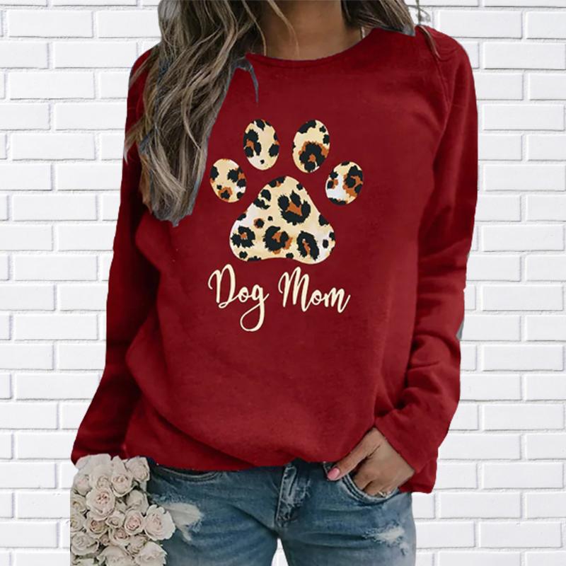 Dámské podzimní topy volné Cat Ranunculus Chinensis Tisk Kauzální tričko s dlouhým rukávem Top halenka