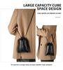 New Genuine Leather Drawstring Shoulder Bag with Earphone and Cable Storage - Korean Style Cowhide Messenger Bag