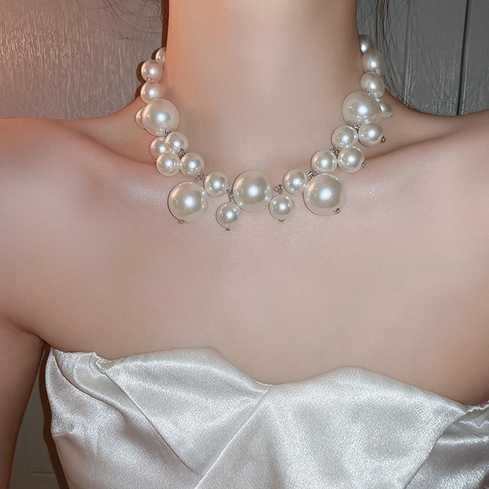 New Imitation Pearl Pearl Elegant Adjustable Neckchain Light Luxury Retro Collarbone Chain For Bridal