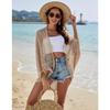 Women Sun Protection Shawl Lady Summer Hollow Out Knit Cardigan Holiday Solid Bikini Blouse Breathable Beach Cape Sexy Tippet Tops