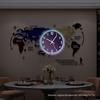 Creative World Map Wall Clock with Lamp & Perpetual Calendar for Living Room Decor