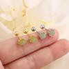 S925 Silver Hetian Jade Stud Earrings For Women Screw Back Minimalist Fresh Elegant Jewelry Gift
