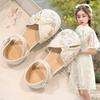 Girls' Hanfu Shoes, Children's Closed-toe Sandals, Stylish Princess Sandals, New Summer Collection, Embroidered Leather Shoes for Girls, Trendy