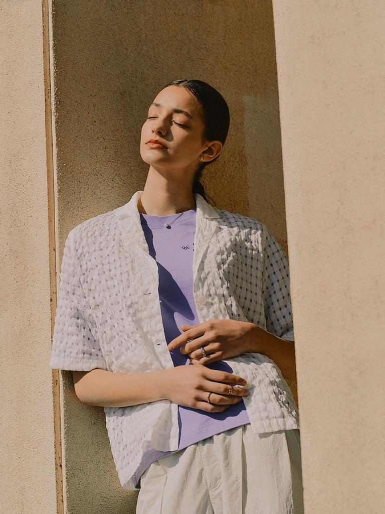 LIFE STORE by BEAMS Sheer Check Jacket Size S BMING (Sizes S-M) Women's White,