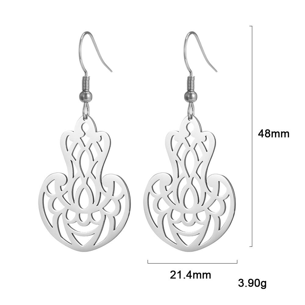 Filigree Dangle Drop Earrings Bohemian Stainless Steel Black Gold Hollow Vintage Pendant Earrings for Woman Gifts