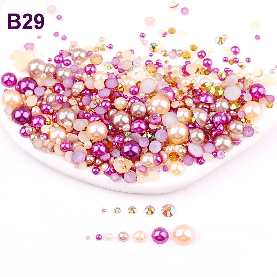 Mixed 2mm-10mm Half-Round AB Plated Resin Pearls - DIY Accessories